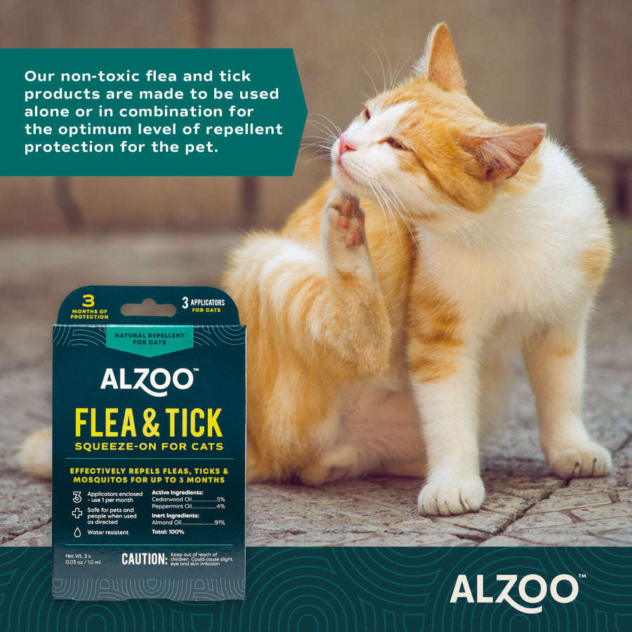 Alzoo Plant-Based Flea & Tick Squeeze on for Cats