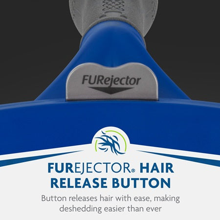 FURminator has a furejector hair release button that releases hair with ease, making deshedding easier than ever