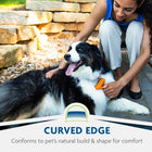 FURminator Deshedding Short Hair Dog Tool Yellow has a curved edge that conforms to pet's natural build & shape for comfort