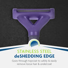 Deshedding edge feature goes through topcoat to safel & easily  remove loose hair and undercoat