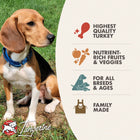 * Highest Quality Turkey
* Nutrient-Rich Fruits & Veggies
* For All Breeds & Ages
* Family Made