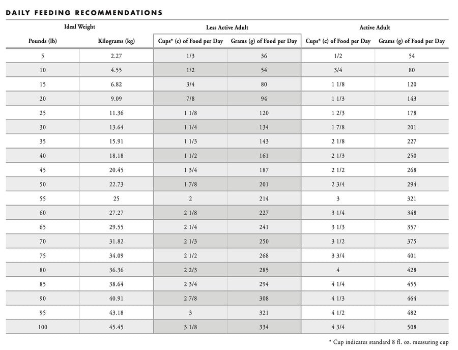Fromm Feeding Guide for Four-Star Nutritionals Beef Frittata Veg Dry Dog Food.