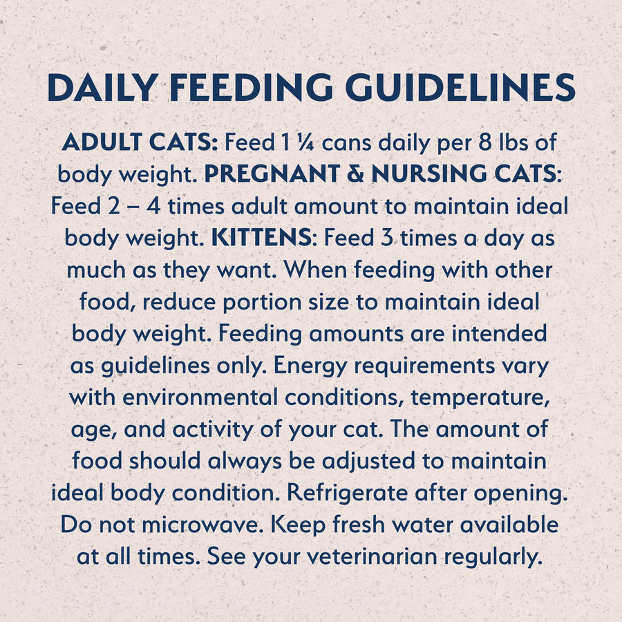Feeding Guidelines for Natural Balance Original Ultra Chicken & Liver Pate. 