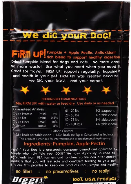 Diggin' Your Dog Firm Up! Pumpkin Super Dog & Cat Supplement