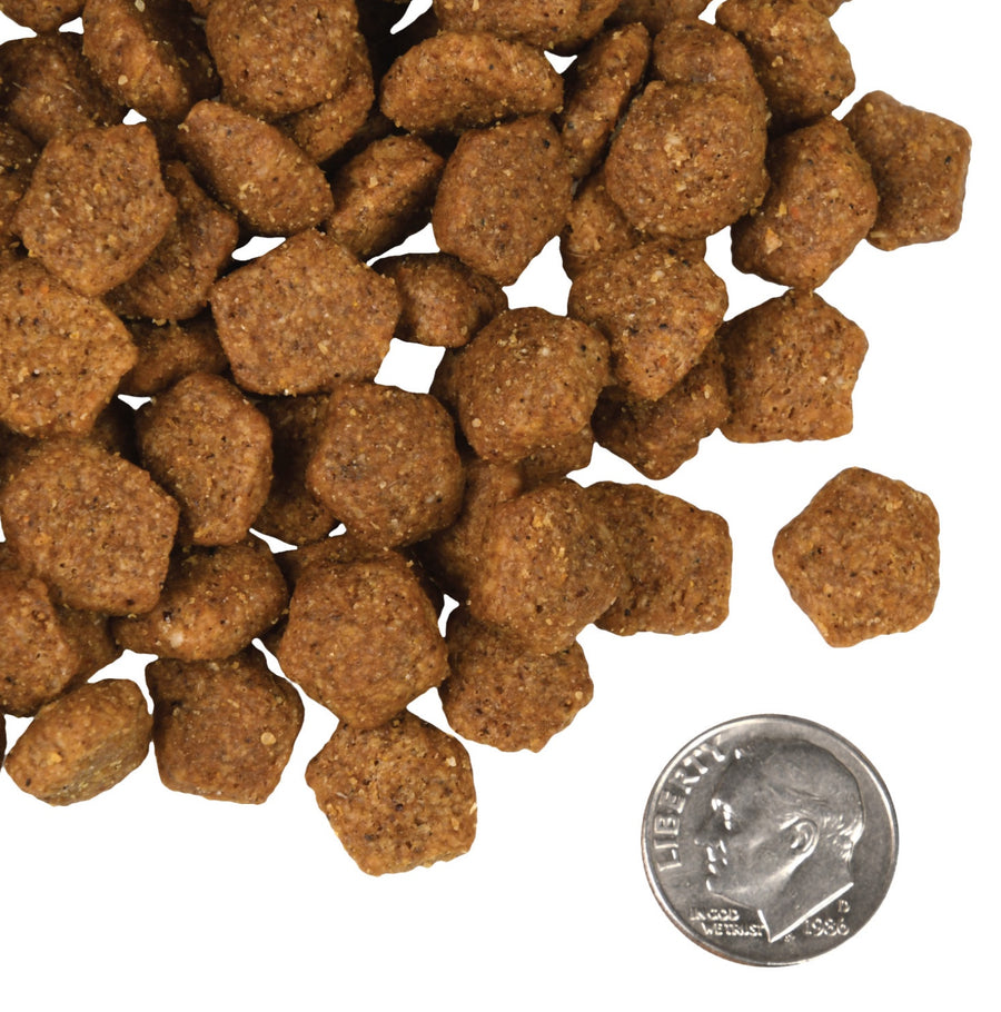 A size for every dog. Kibble approximately 2/3rds size of a dime.