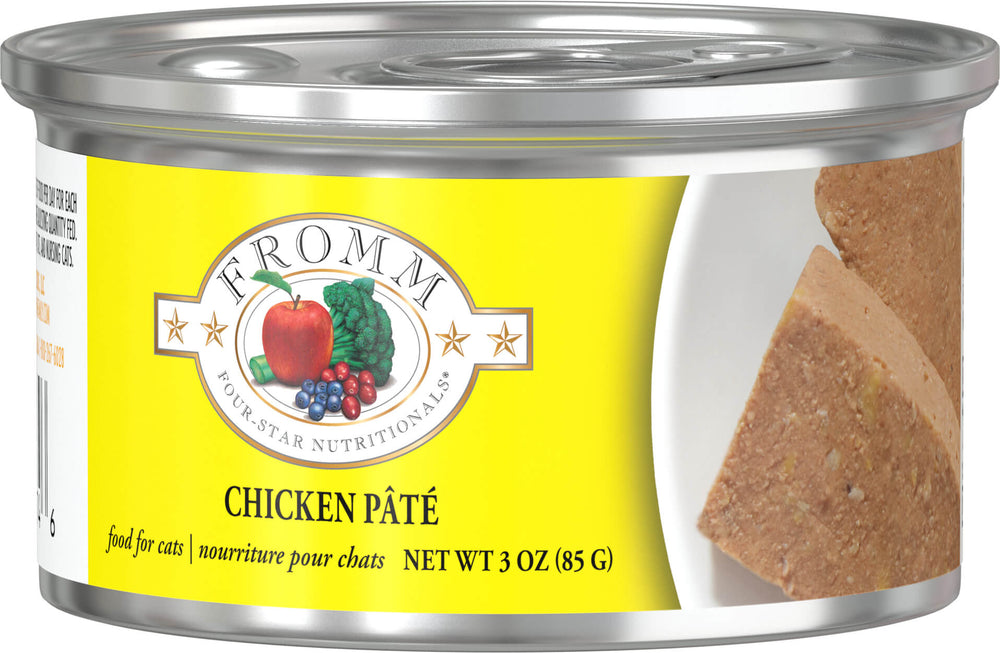 Front can of Fromm Four-Star Nutritionals Chicken Pate Canned Cat Food 3oz