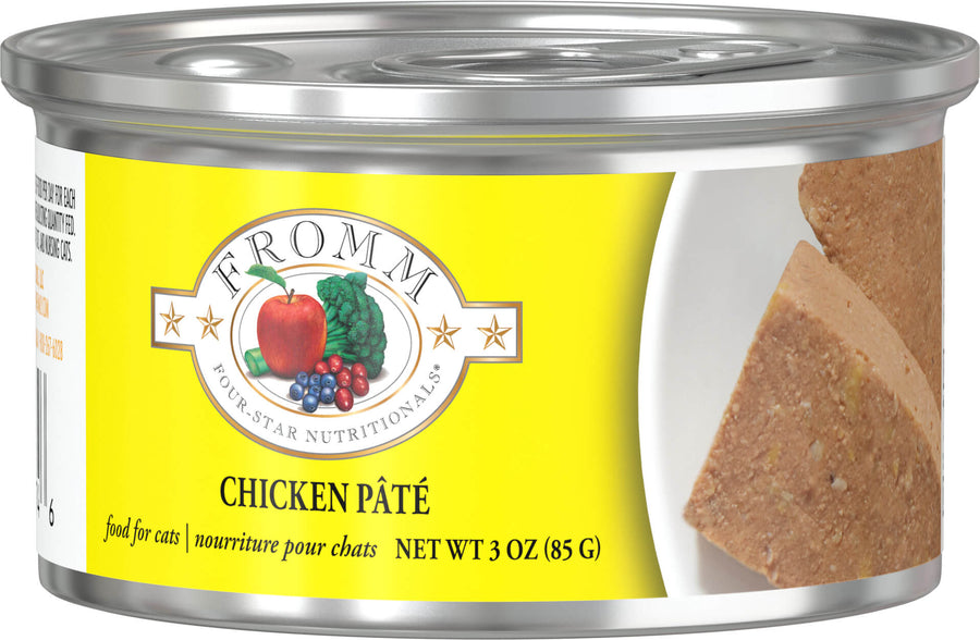 Front can of Fromm Four-Star Nutritionals Chicken Pate Canned Cat Food 3oz