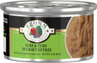 Front can of Fromm Four-Star Nutritionals Surf & Turf in Gravy Entree Canned Cat Food 3oz