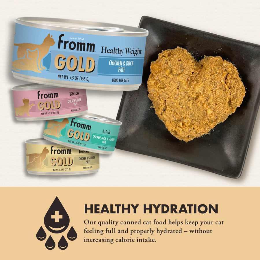 Our quality canned cat food helps keep your cat feeling full and properly hydrated- without increasing caloric intake. 