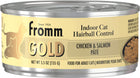 Front can of Fromm Gold Indoor Chicken & Salmon Recipe Pate Canned Cat Food 5.5 oz