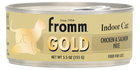 Front can of Fromm Gold Indoor Chicken & Salmon Recipe Pate Canned Cat Food 5.5oz