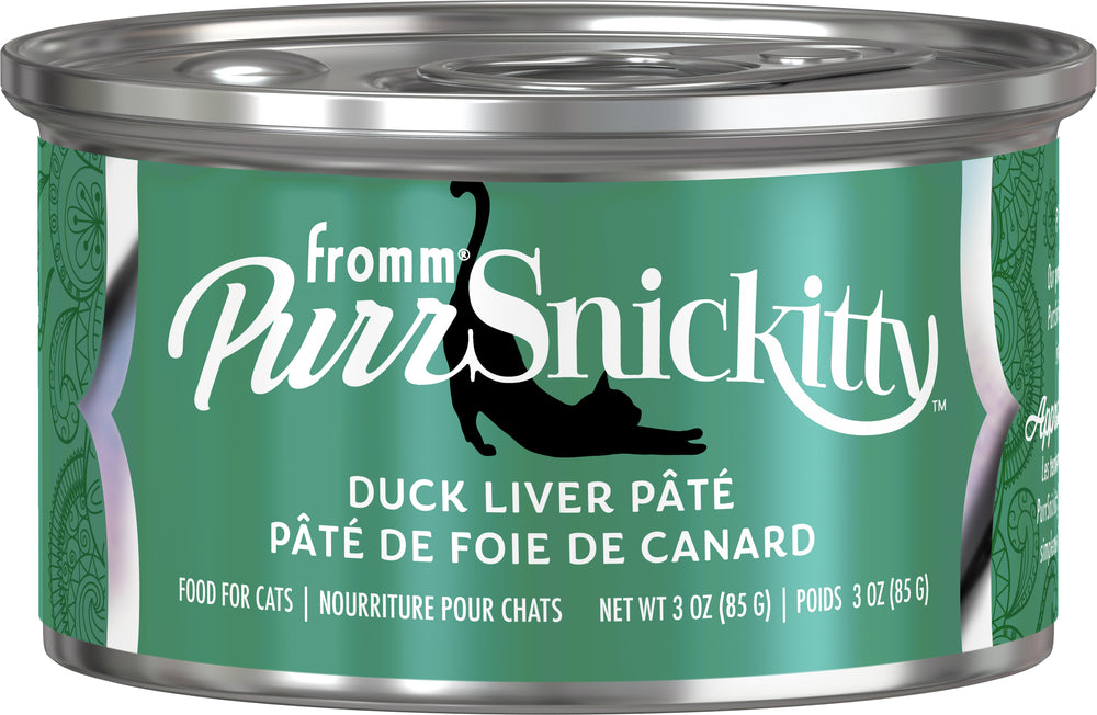 Fromm PurrSnickitty Duck Liver Pate Canned Cat Food Teal Label and Silver Lid 3oz (85g) 