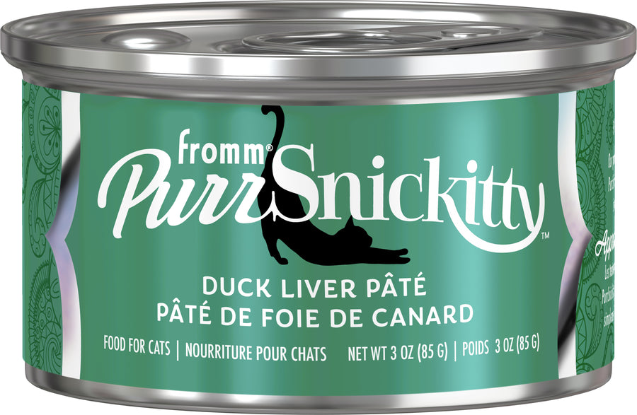 Fromm PurrSnickitty Duck Liver Pate Canned Cat Food Teal Label and Silver Lid 3oz (85g) 