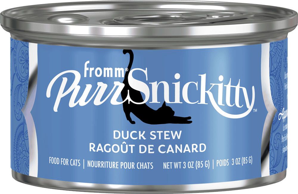 Fromm PurrSnickitty Duck Stew Canned Cat Food 3 oz can blue label