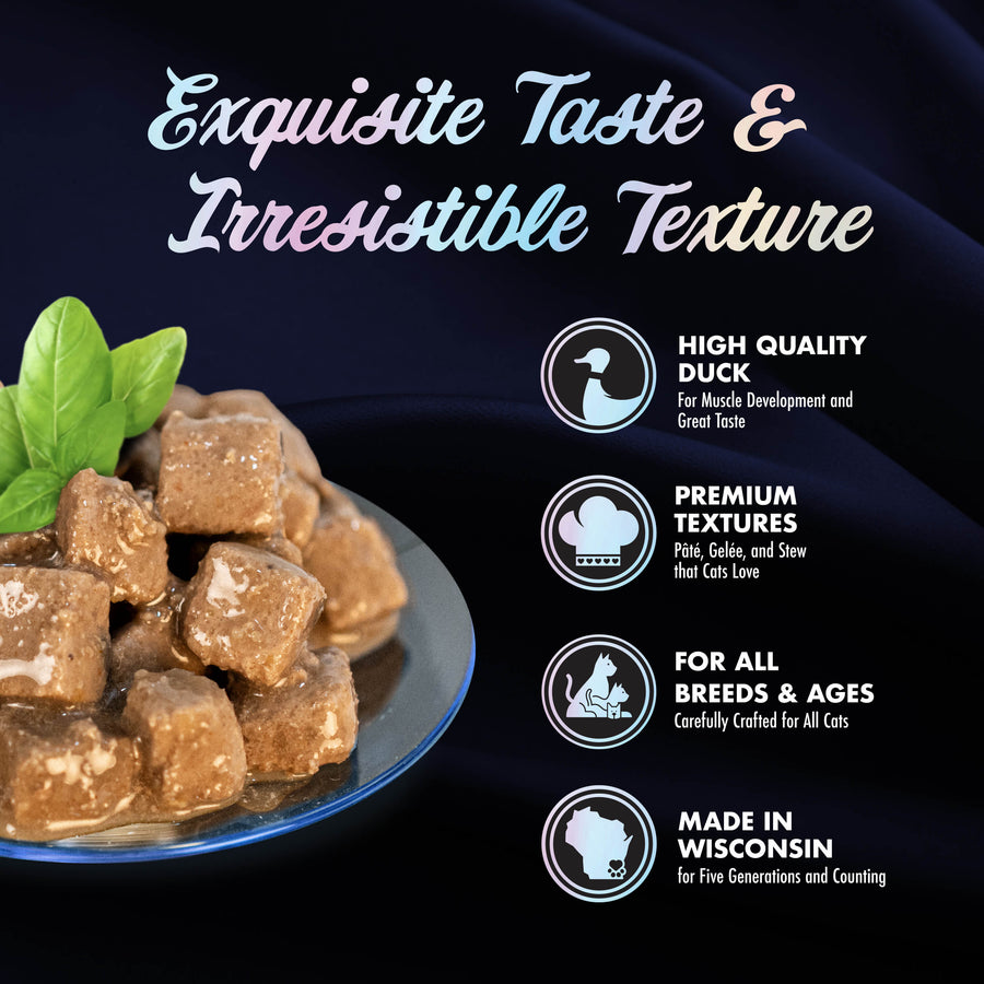 Fromm PurrSnickitty Duck Stew Canned Cat Food taste and texture highlight feature