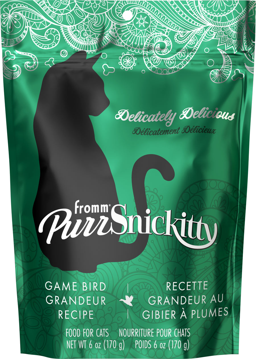 Fromm Purrsnickitty Game Bird Grandeur Dry Cat Food 6oz Front of Bag