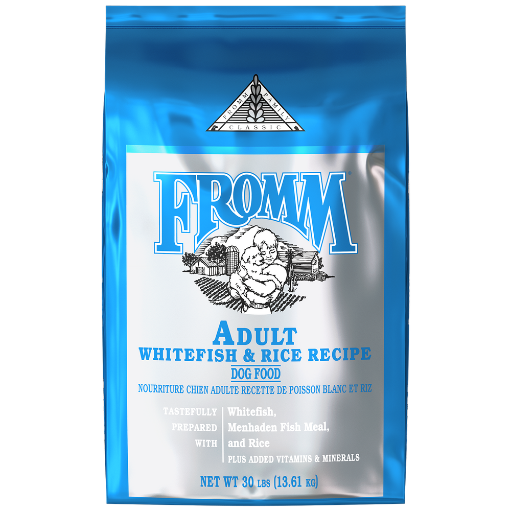 Fromm Classic Adult Whitefish & Rice Recipe Dry Dog Food 30lbs Front of Bag 