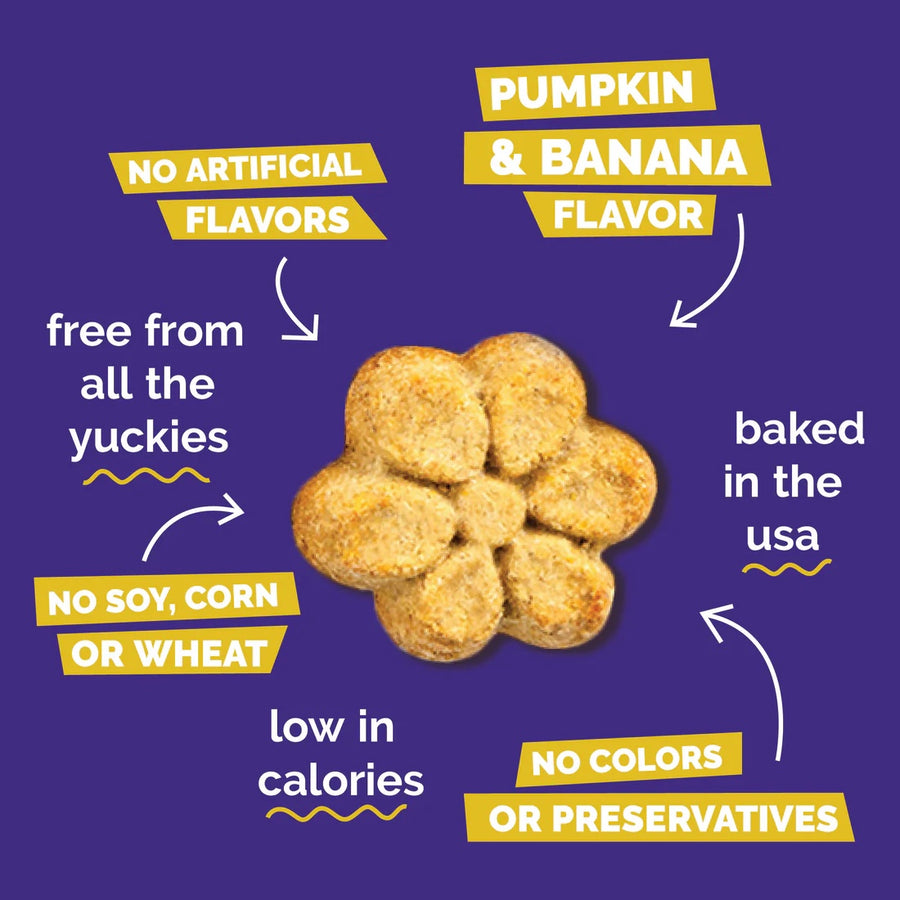 *No Artificial Flavors
*Pumpkin & Banana Flavor
*No Soy, Corn or Wheat
*No Colors or Preservatives