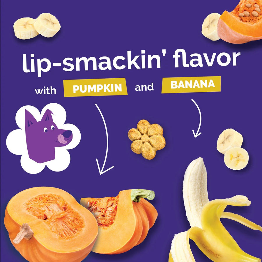 Lip-smackin flavor with pumpkin and banana.