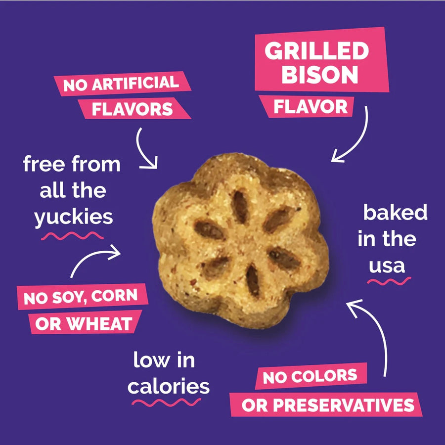 *No Artificial Flavors
*Grilled Bison Flavor
*No Soy, Corn or Wheat
*No Colors or Preservatives