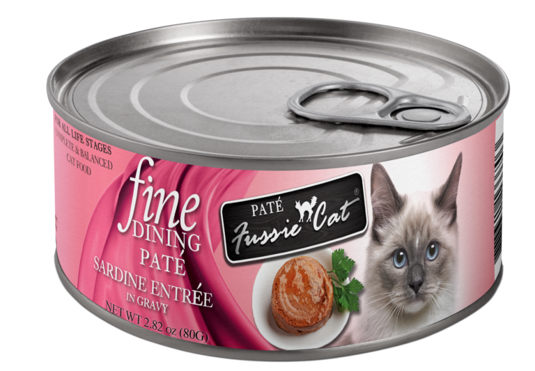 Fussie Cat Fine Dining Pate Sardine Cat Food Can 80g, Front Can