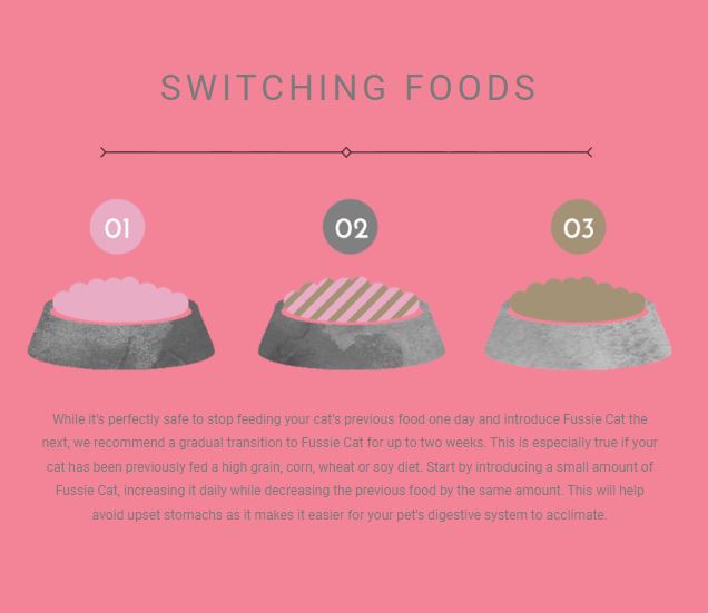 Fussie Cat Fine Dining Pate Sardine Cat Food Can 80g, Switching Foods Chart