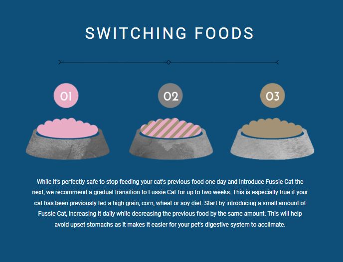 Fussie Cat Fine Dining Pate Tuna & Shrimp Cat Food Can 80g, Switching Foods Recommendation