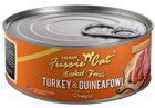 Front can of Fussie Cat Market Fresh Turkey & Guineafowl Recipe Canned Cat Food