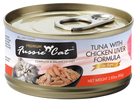 Fussie Cat Premium Grain Free Tuna with Chicken Liver in Aspic Canned Cat Food front of can.