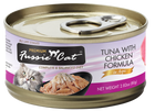 Fussie Cat Premium Tuna with Chicken Formula in Aspic Canned Food front of can.