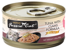 Fussie Cat Premium Tuna with Clams Formula in Aspic Canned Cat food front of can.
