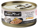 Fussie Cat Premium Tuna with Mussels Formula in Aspic Canned Food front of can.
