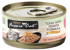 Fussie Cat Premium Tuna with Prawns Formula in Aspic Canned Food front of can.