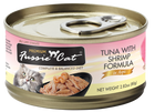 Fussie Cat Premium Tuna with Shrimp Formula in Aspic Canned Food front of can.