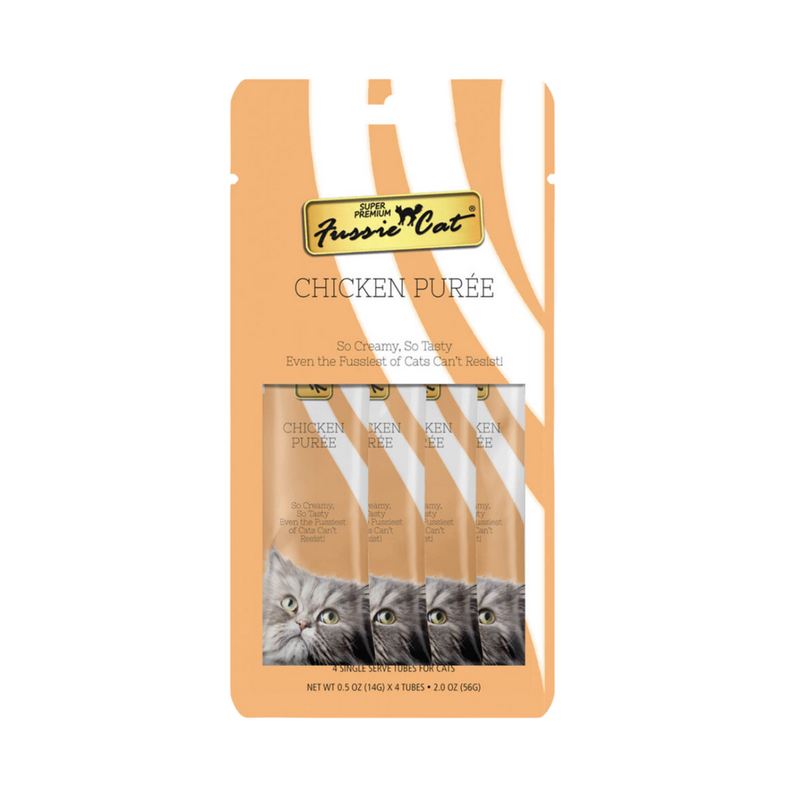 Fussie Cat Puree Chicken Cat Treat 2oz, Front Packaging