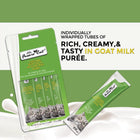Rich, creamy and tasty in goat milk puree of Fussie Cat Puree Chicken & Duck Cat Treat