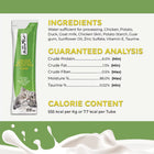 Ingredients,analysis and caloric content of Fussie Cat Puree Chicken & Duck in Goat Milk Puree Cat Treat