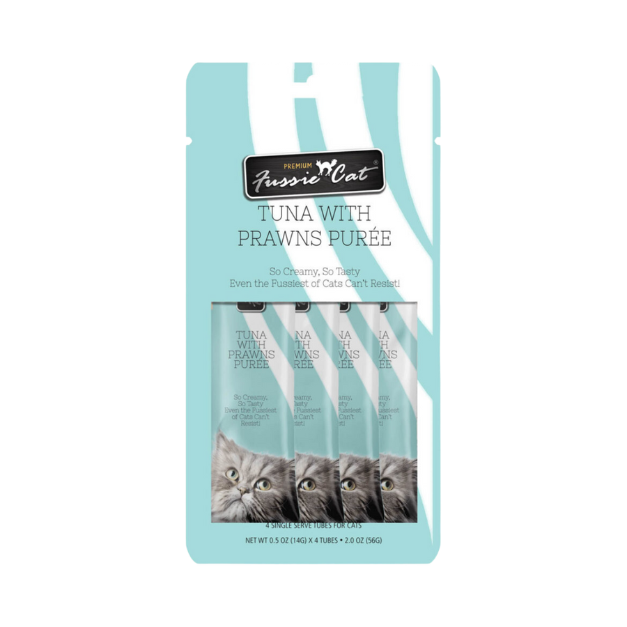 Fussie Cat Puree Tuna & Prawn Cat Treat 2oz, Front Packaging