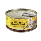 Fussie Cat Super Premium Grain Free Chicken with Chicken Liver in Pumpkin Soup Canned Cat Food front of bag.