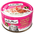 Front can of Fussie Cat Tuna with Ocean Fish Formula in Goat Milk Gravy Cat Food 2.47oz