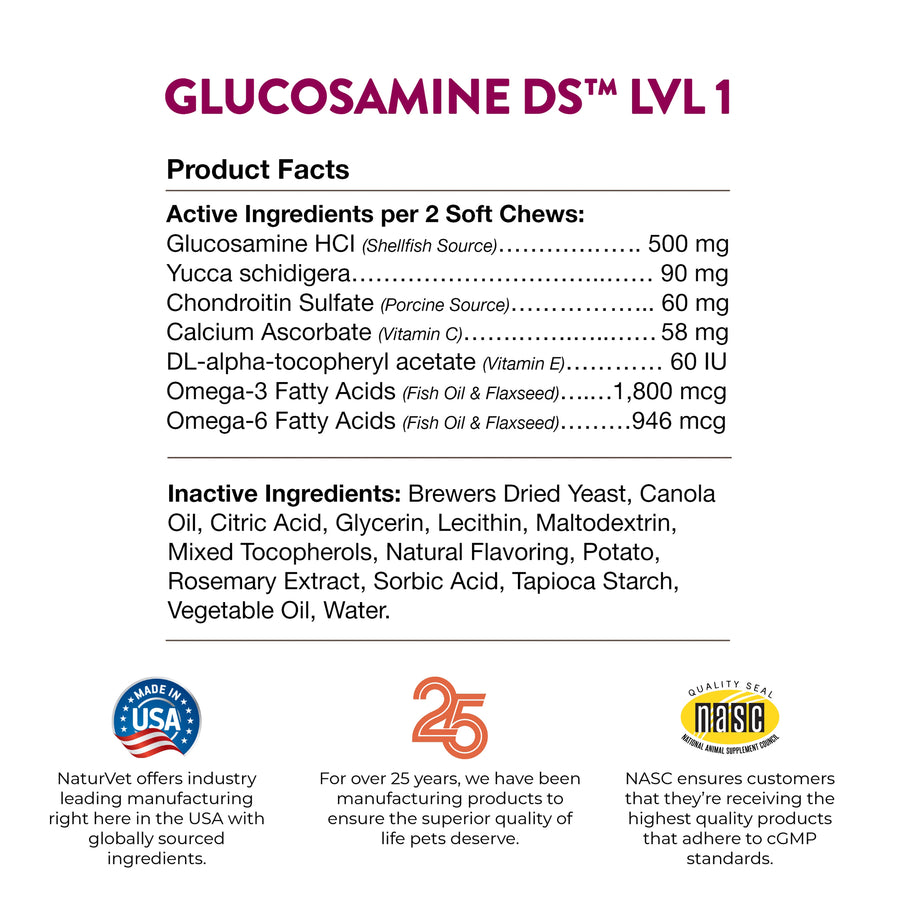 NaturVet Glucosamine DS Level 1 Soft Chews