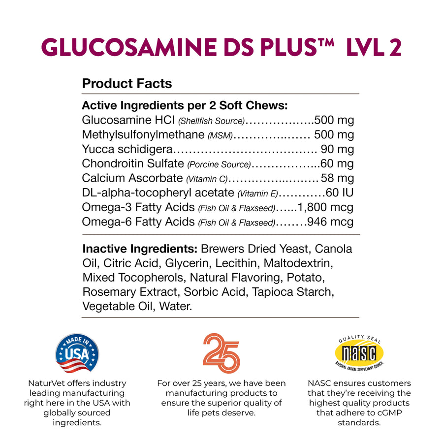 NaturVet Glucosamine DS Plus Level 2 Soft Chews