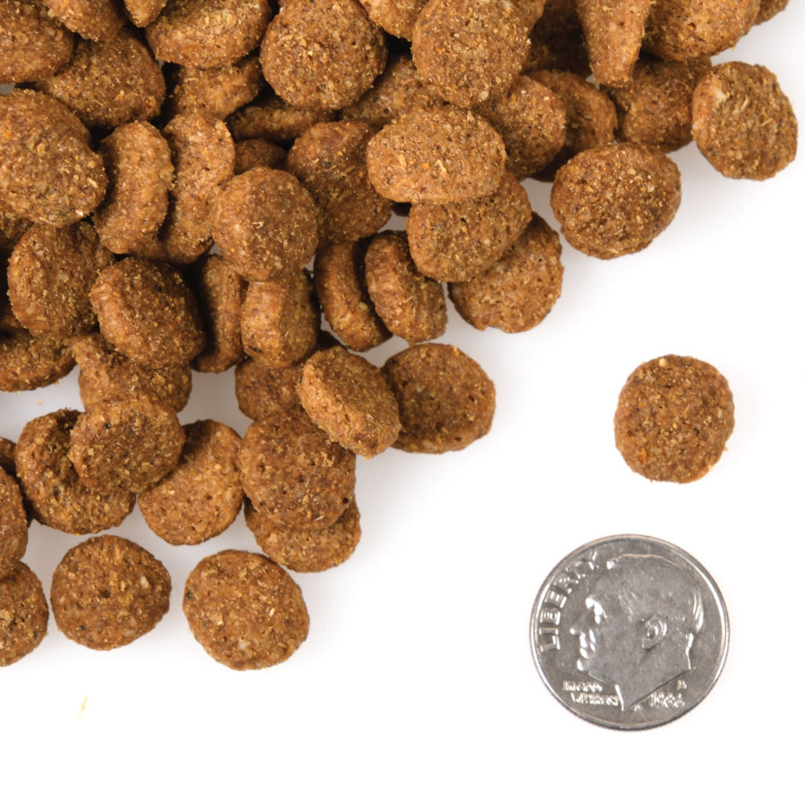 A size for every dog. Kibble approximately 2/3rds size of a dime.