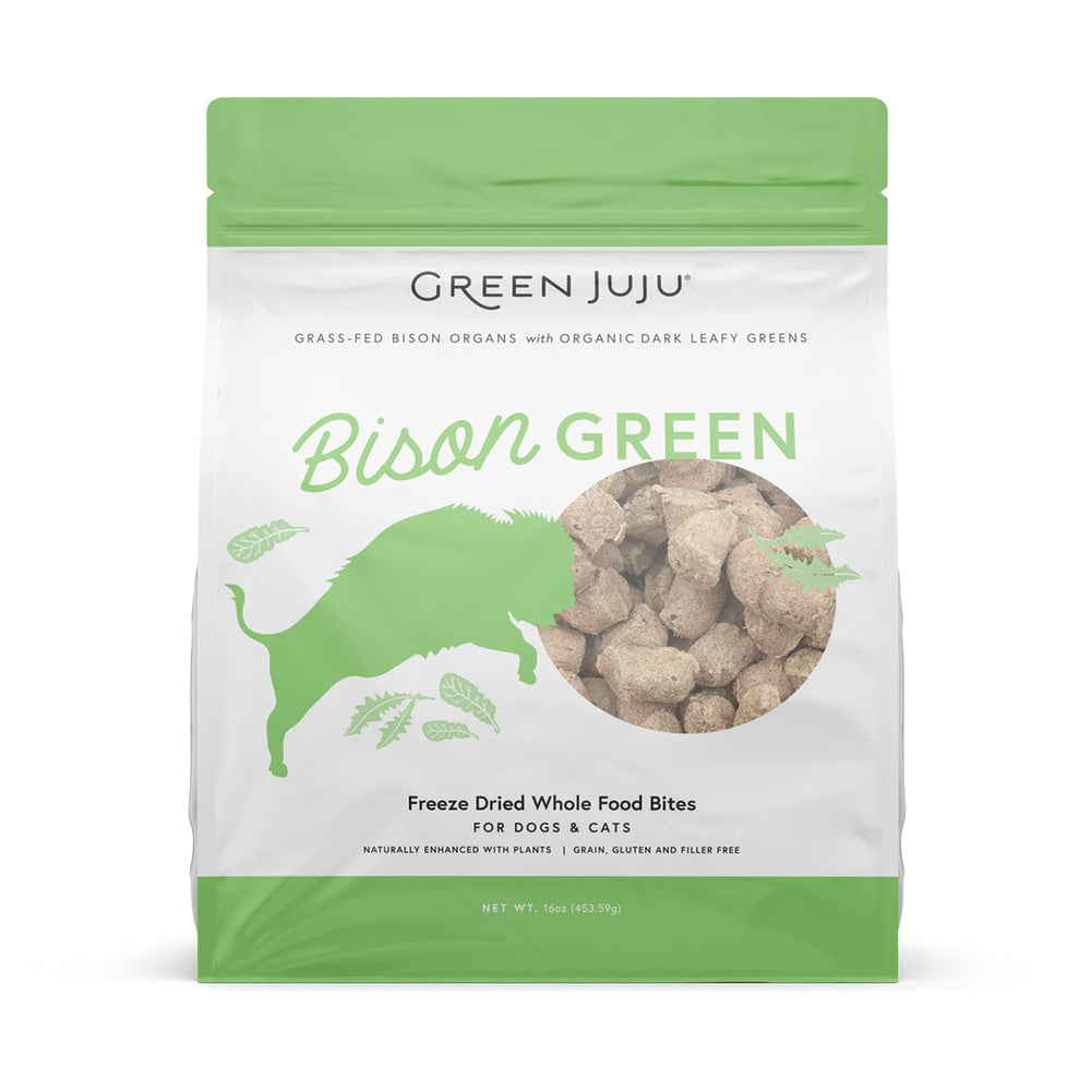 Green Juju Bison Green Whole Food Bites front of bag.
