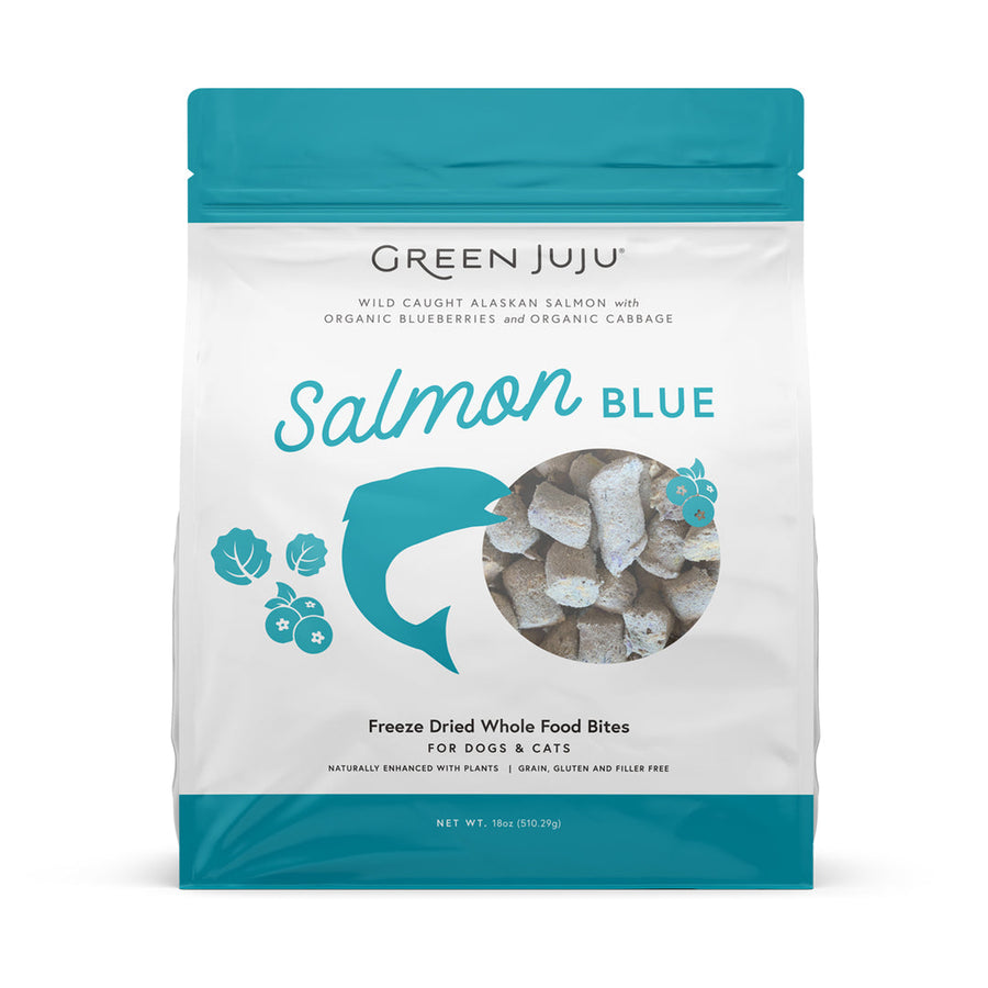 Green Juju Salmon Blue Whole Food Bites front of bag.