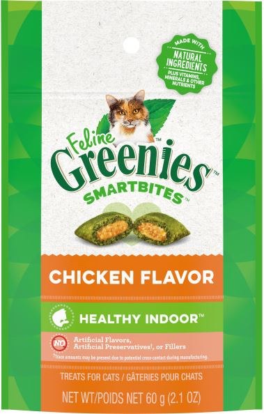 Greenies SmartBites Healthy Indoor Chicken Flavor Cat Treats 60g Front Packaging