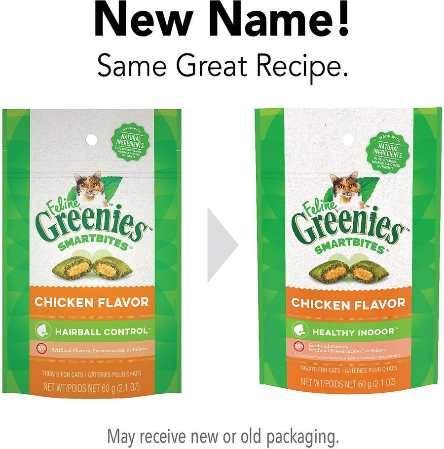 Greenies SmartBites Healthy Indoor Chicken Flavor Cat Treats 60g New Packaging, same great recipe
