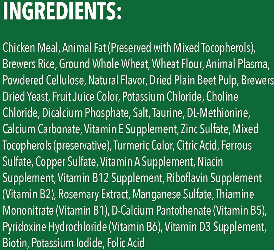 Greenies SmartBites Healthy Indoor Chicken Flavor Cat Treats, ingredients list
