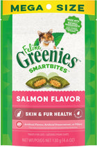 Greenies SmartBites Healthy Skin & Fur Natural Salmon Cat Treats 4.6oz, Front Packaging