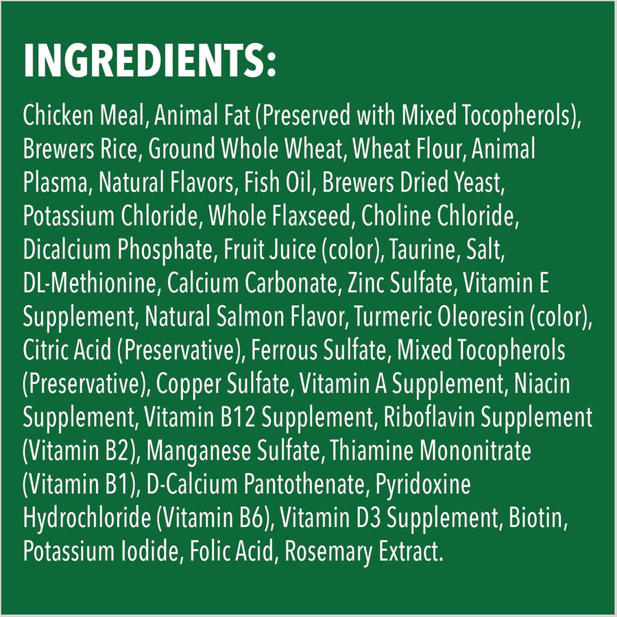 Greenies SmartBites Healthy Skin & Fur Natural Salmon Cat Treats 4.6oz, Ingredients list